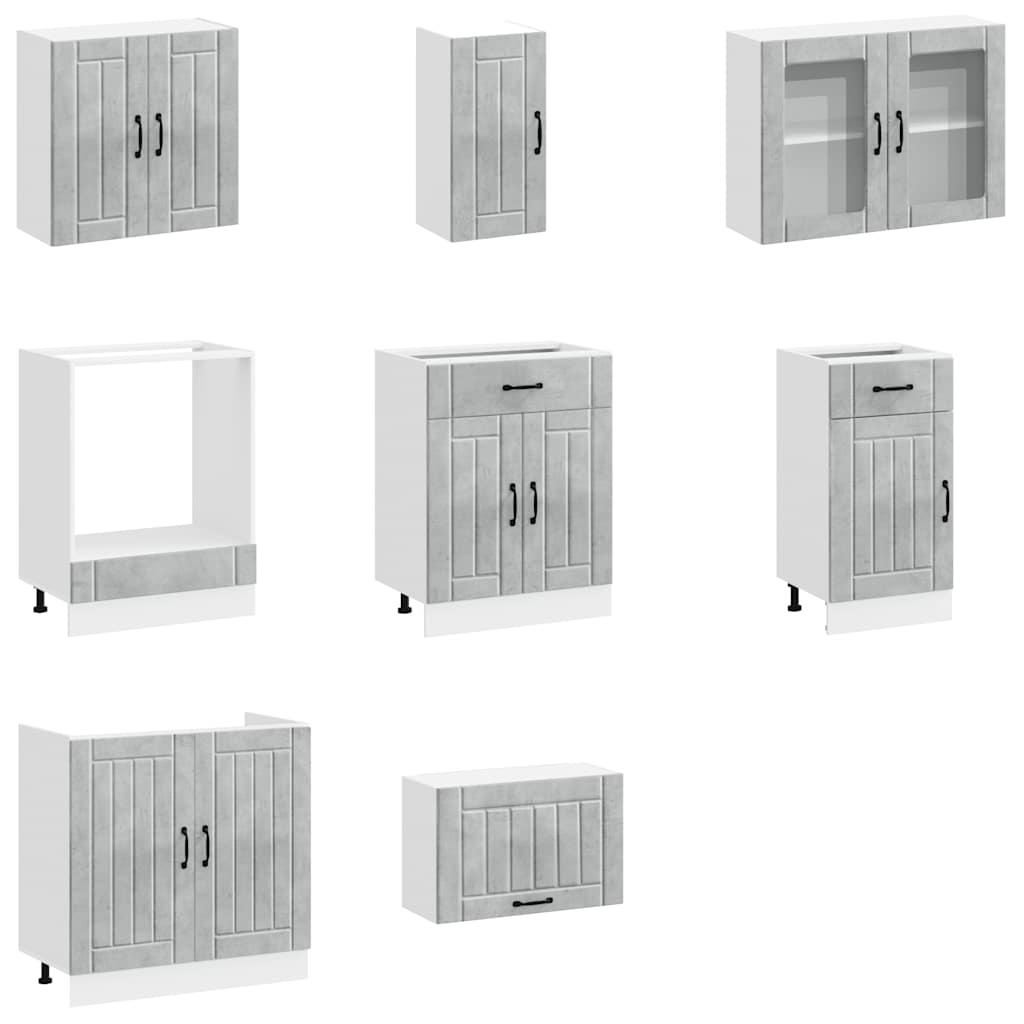 vidaXL 8 Piece Kitchen Cabinet Set "Lucca" Concrete Grey Engineered Wood