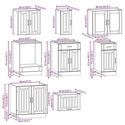 vidaXL 8 Piece Kitchen Cabinet Set Lucca Concrete Grey Engineered Wood