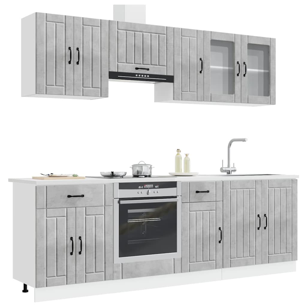 vidaXL 8 Piece Kitchen Cabinet Set "Lucca" Concrete Grey Engineered Wood