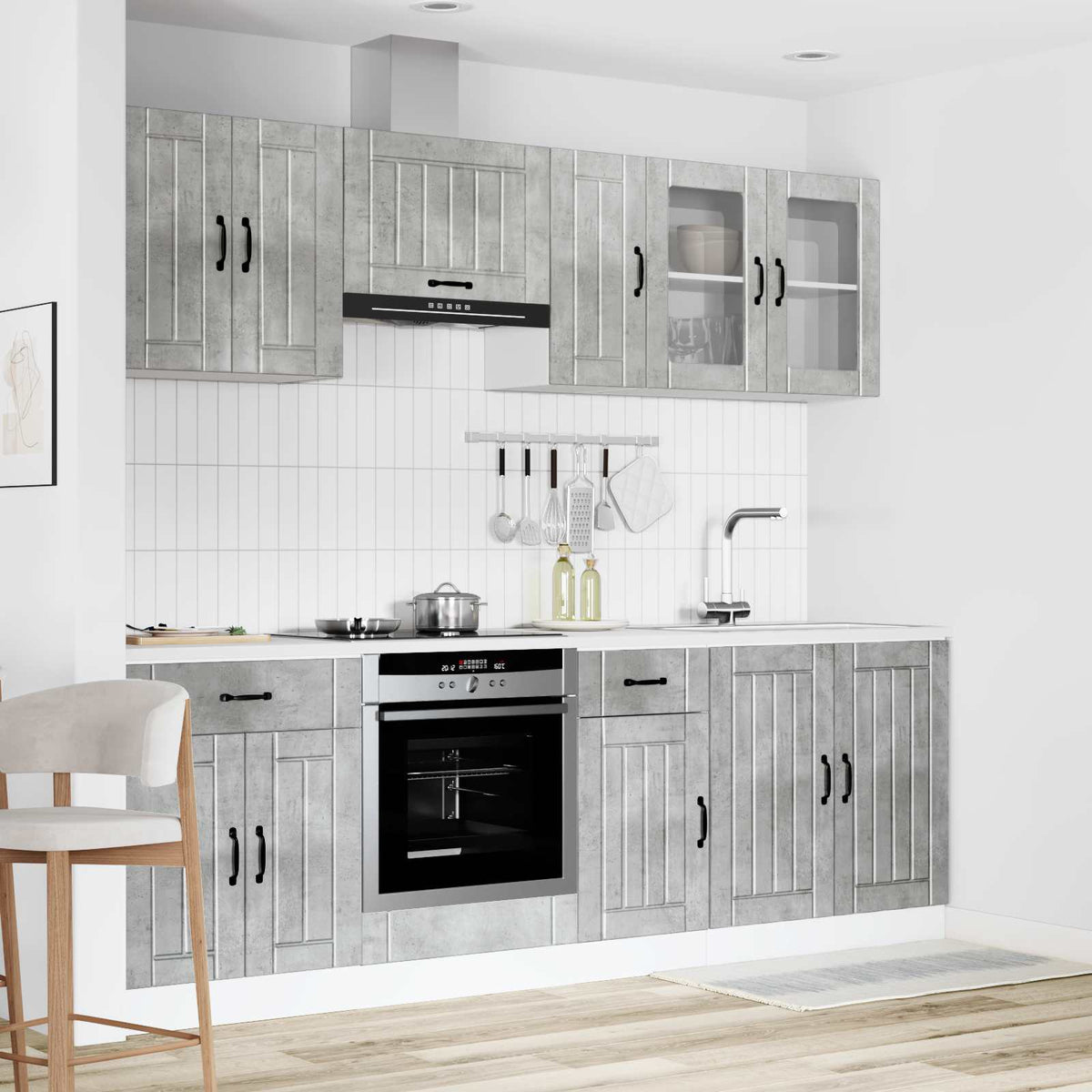 vidaXL 8 Piece Kitchen Cabinet Set "Lucca" Concrete Grey Engineered Wood