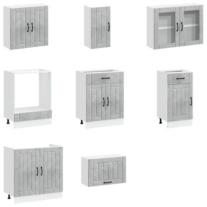 vidaXL 8 Piece Kitchen Cabinet Set "Lucca" Concrete Grey Engineered Wood