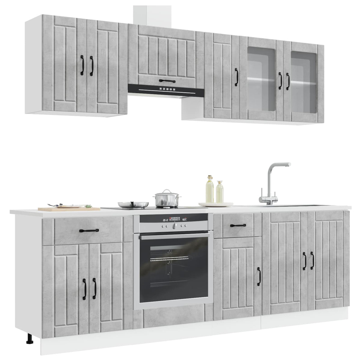 vidaXL 8 Piece Kitchen Cabinet Set "Lucca" Concrete Grey Engineered Wood