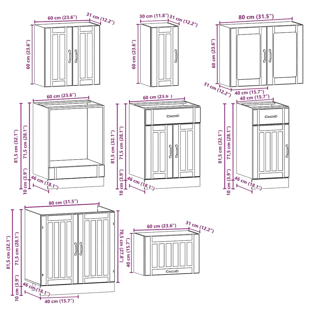 vidaXL 8 Piece Kitchen Cabinet Set Kalmar Grey Sonoma Engineered Wood