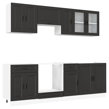 vidaXL 8 Piece Kitchen Cabinet Set Porto Black Engineered Wood