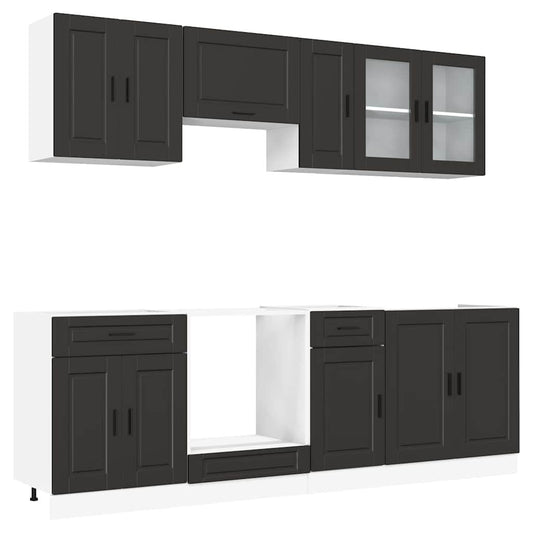vidaXL 8 Piece Kitchen Cabinet Set Porto Black Engineered Wood