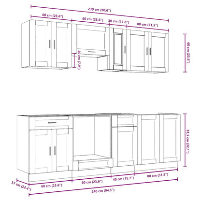 vidaXL 8 Piece Kitchen Cabinet Set Porto Black Engineered Wood