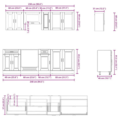 vidaXL 8 Piece Kitchen Cabinet Set Kalmar High Gloss White Engineered Wood