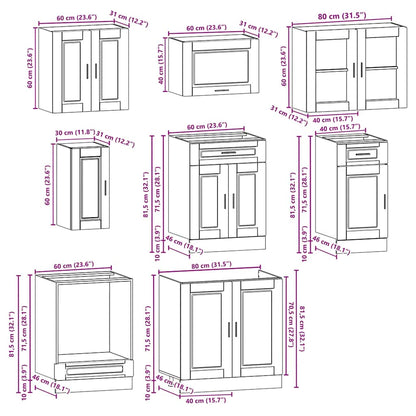 vidaXL 8 Piece Kitchen Cabinet Set Kalmar High Gloss White Engineered Wood