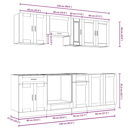 vidaXL 8 Piece Kitchen Cabinet Set Kalmar High Gloss White Engineered Wood