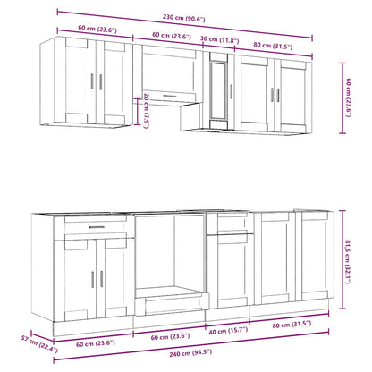 vidaXL 8 Piece Kitchen Cabinet Set Porto Smoked Oak Engineered Wood