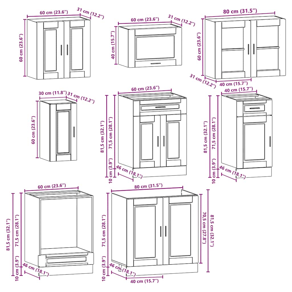 vidaXL 8 Piece Kitchen Cabinet Set Kalmar Old Wood Engineered Wood