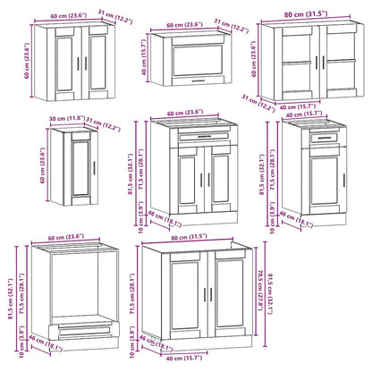 vidaXL 8 Piece Kitchen Cabinet Set Kalmar Old Wood Engineered Wood