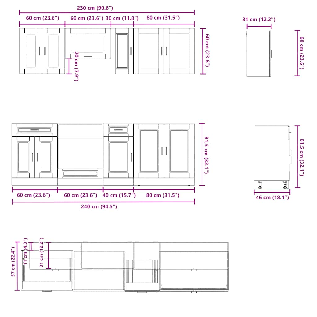 vidaXL 8 Piece Kitchen Cabinet Set Kalmar Artisan Oak Engineered Wood