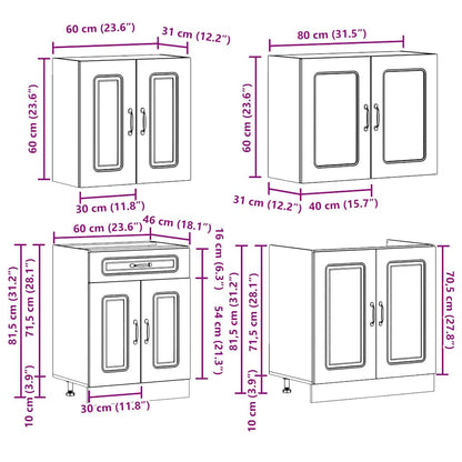 vidaXL 4 Piece Kitchen Cabinet Set Kalmar White Engineered Wood