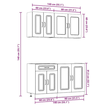 vidaXL 4 Piece Kitchen Cabinet Set Kalmar Black Engineered Wood