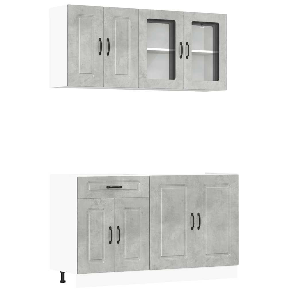 vidaXL 4 Piece Kitchen Cabinet Set "Kalmar" Concrete Grey Engineered Wood