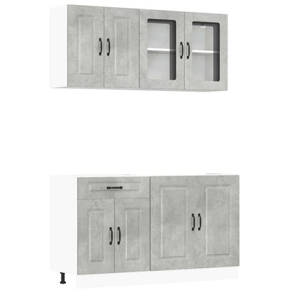 vidaXL 4 Piece Kitchen Cabinet Set "Kalmar" Concrete Grey Engineered Wood