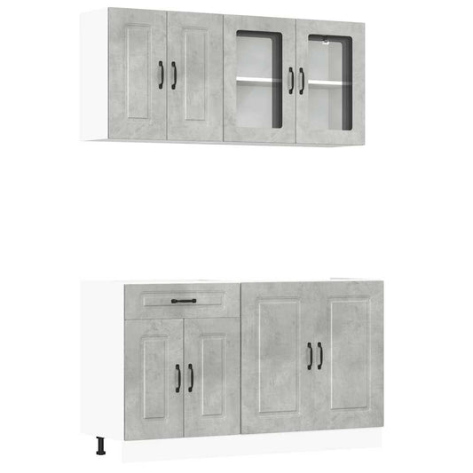 vidaXL 4 Piece Kitchen Cabinet Set "Kalmar" Concrete Grey Engineered Wood