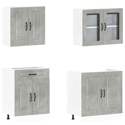 vidaXL 4 Piece Kitchen Cabinet Set "Kalmar" Concrete Grey Engineered Wood