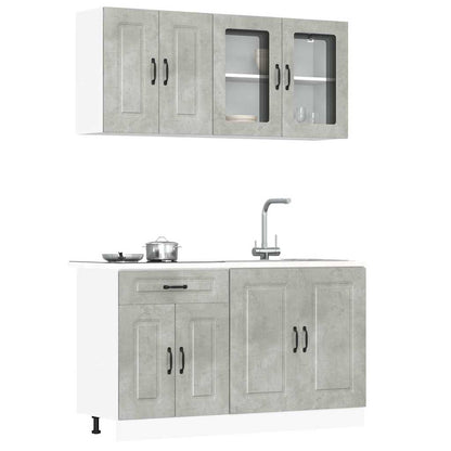 vidaXL 4 Piece Kitchen Cabinet Set "Kalmar" Concrete Grey Engineered Wood