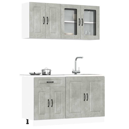 vidaXL 4 Piece Kitchen Cabinet Set "Kalmar" Concrete Grey Engineered Wood