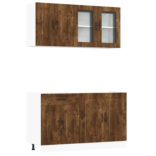 vidaXL 4 Piece Kitchen Cabinet Set "Kalmar" Smoked Oak Engineered Wood