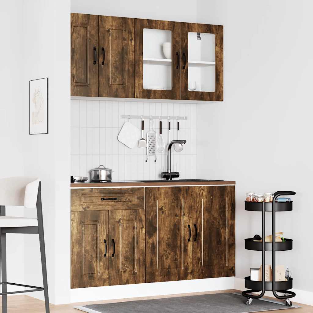 vidaXL 4 Piece Kitchen Cabinet Set "Kalmar" Smoked Oak Engineered Wood