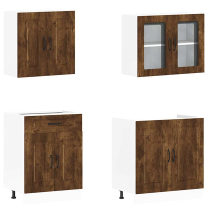 vidaXL 4 Piece Kitchen Cabinet Set "Kalmar" Smoked Oak Engineered Wood