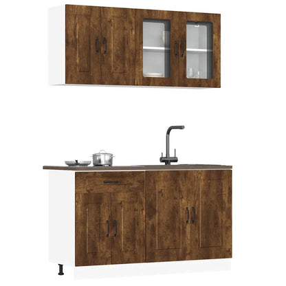 vidaXL 4 Piece Kitchen Cabinet Set "Kalmar" Smoked Oak Engineered Wood