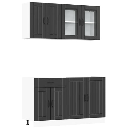 vidaXL 4 Piece Kitchen Cabinet Set Lucca Black Engineered Wood