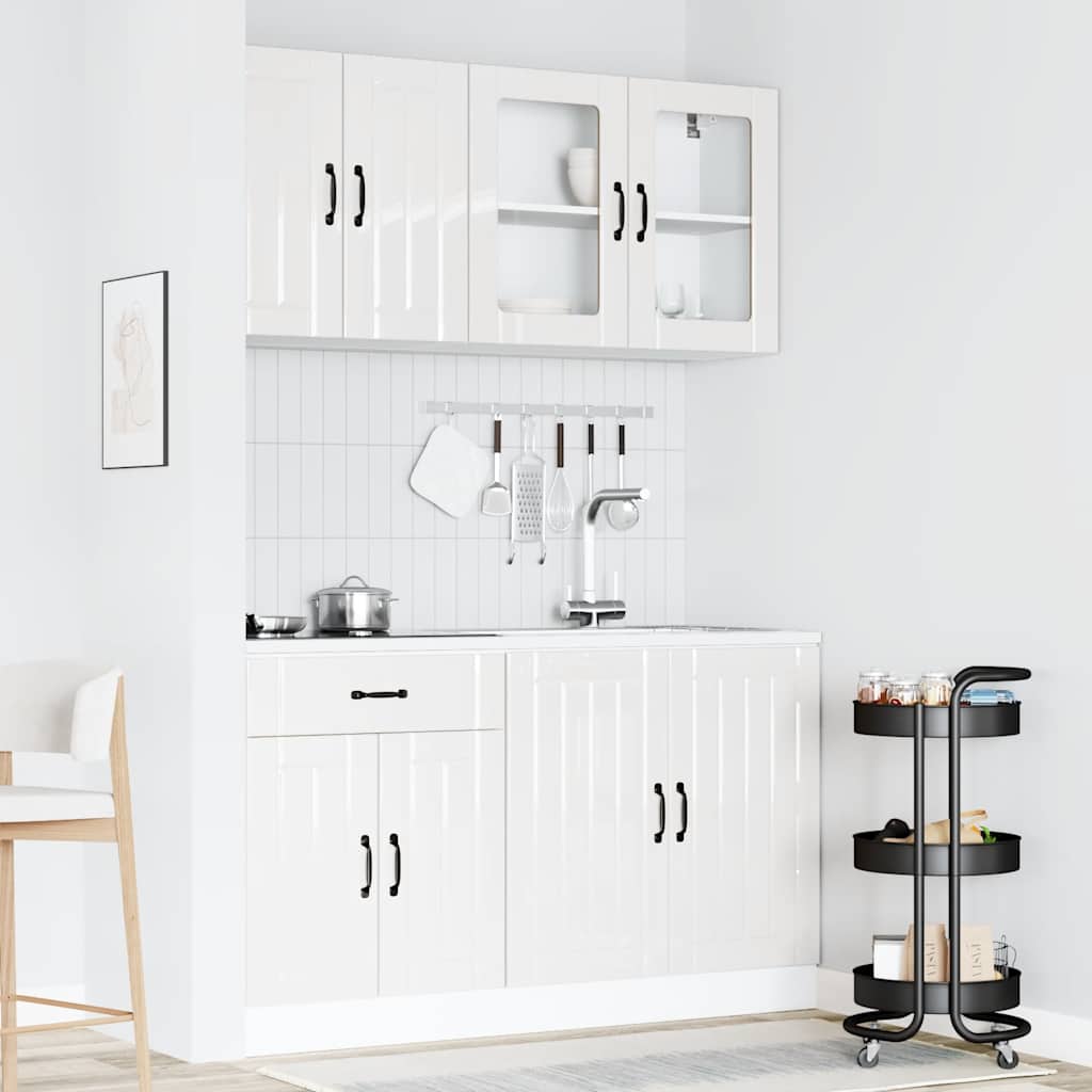 vidaXL 4 Piece Kitchen Cabinet Set Lucca High Gloss White Engineered Wood