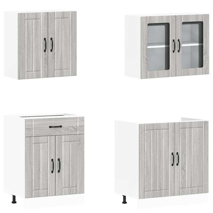 vidaXL 4 Piece Kitchen Cabinet Set Lucca Grey Sonoma Engineered Wood
