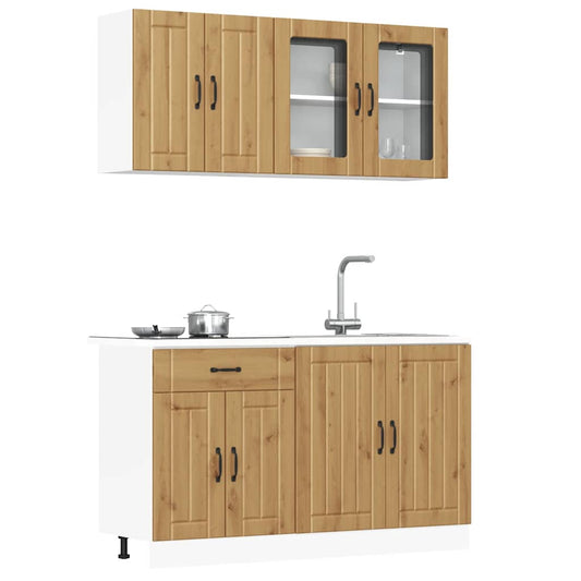 vidaXL 4 Piece Kitchen Cabinet Set "Kalmar" Artisan Oak Engineered Wood