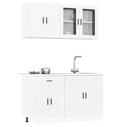 vidaXL 4 Piece Kitchen Cabinet Set Porto White Engineered Wood