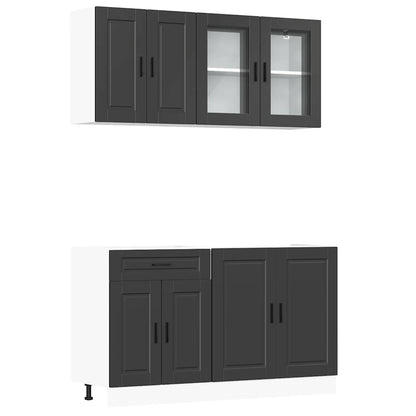 vidaXL 4 Piece Kitchen Cabinet Set Porto Black Engineered Wood