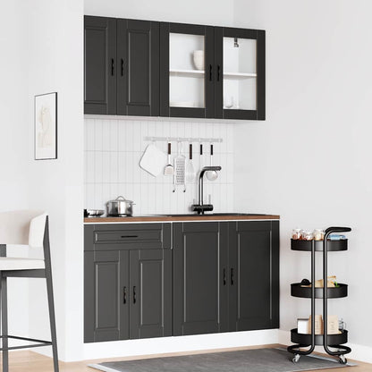 vidaXL 4 Piece Kitchen Cabinet Set Porto Black Engineered Wood