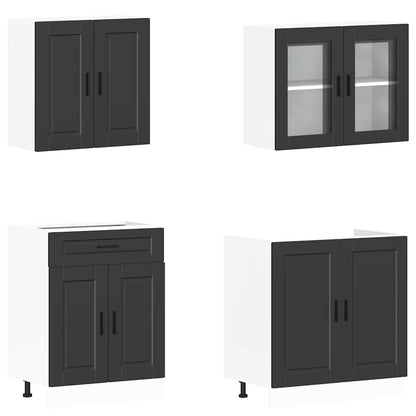 vidaXL 4 Piece Kitchen Cabinet Set Porto Black Engineered Wood