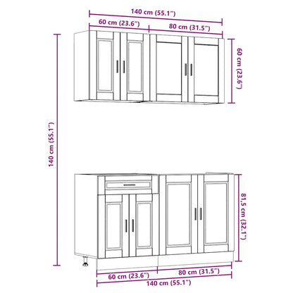 vidaXL 4 Piece Kitchen Cabinet Set Porto Smoked Oak Engineered Wood