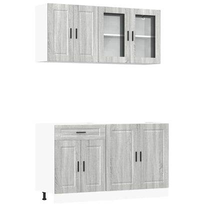 vidaXL 4 Piece Kitchen Cabinet Set Porto Grey Sonoma Engineered Wood