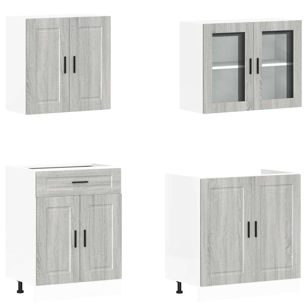 vidaXL 4 Piece Kitchen Cabinet Set Porto Grey Sonoma Engineered Wood