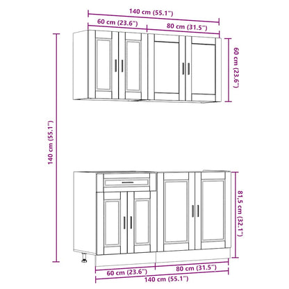 vidaXL 4 Piece Kitchen Cabinet Set Porto Grey Sonoma Engineered Wood