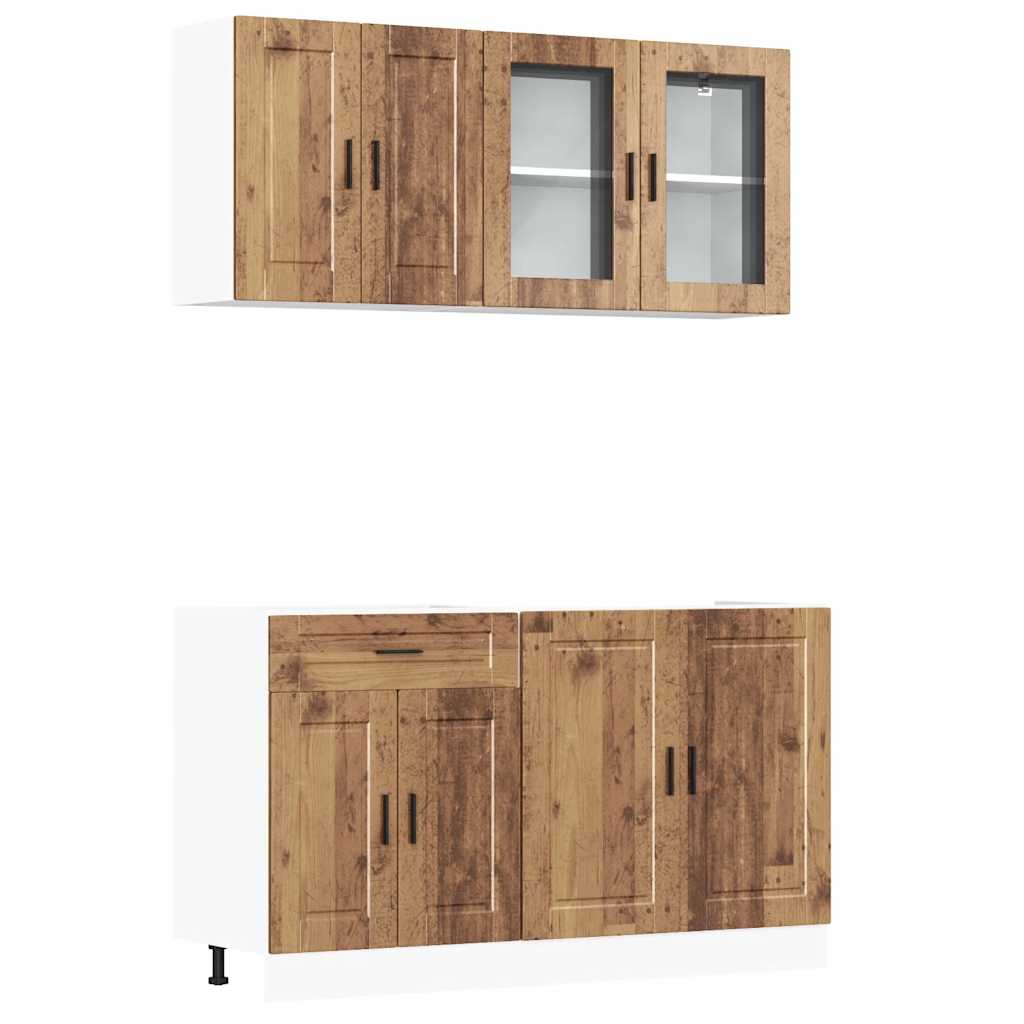 vidaXL 4 Piece Kitchen Cabinet Set "Porto" Old Wood Engineered Wood