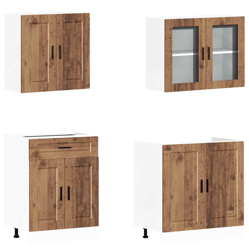 vidaXL 4 Piece Kitchen Cabinet Set "Porto" Old Wood Engineered Wood