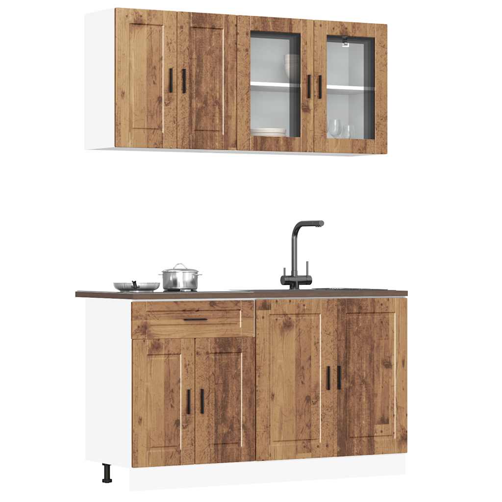 vidaXL 4 Piece Kitchen Cabinet Set "Porto" Old Wood Engineered Wood