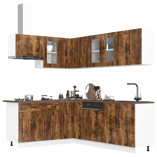 vidaXL 11 Piece Kitchen Cabinet Set Kalmar Smoked Oak Engineered Wood