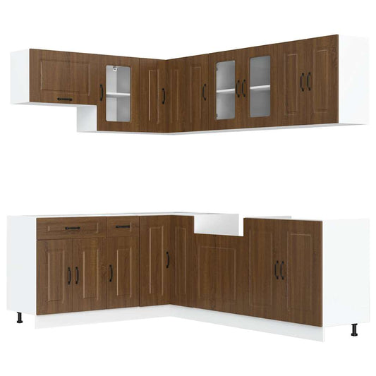 vidaXL 11 Piece Kitchen Cabinet Set "Kalmar" Brown Oak Engineered Wood