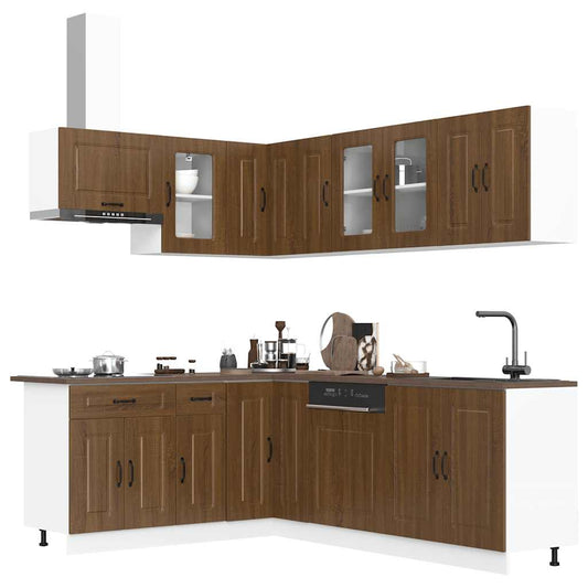 vidaXL 11 Piece Kitchen Cabinet Set "Kalmar" Brown Oak Engineered Wood