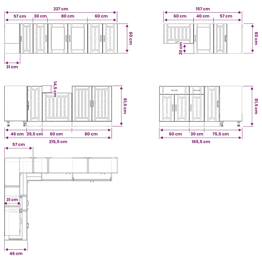 vidaXL 11 Piece Kitchen Cabinet Set Lucca White Engineered Wood