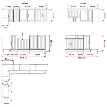 vidaXL 11 Piece Kitchen Cabinet Set Lucca White Engineered Wood