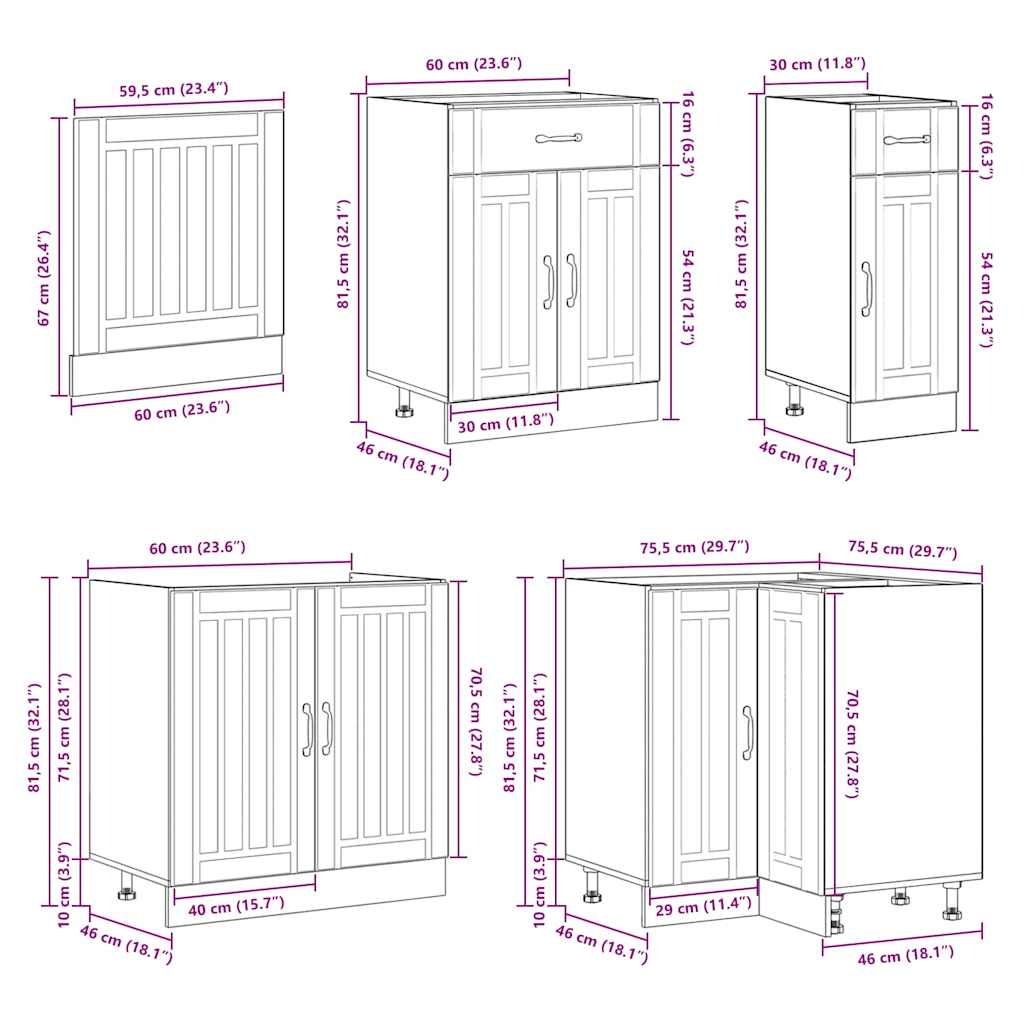 vidaXL 11 Piece Kitchen Cabinet Set Lucca White Engineered Wood